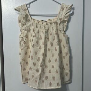 Madewell top ruffle cap sleeve NWT